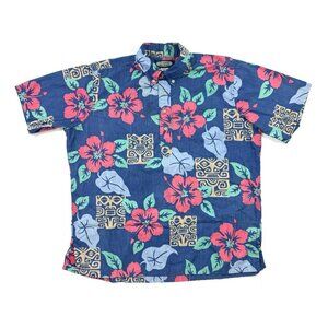 Vintage Reyn Spooner Phil Edwards Hawaiian Shirt Men Large Reverse Print Popover